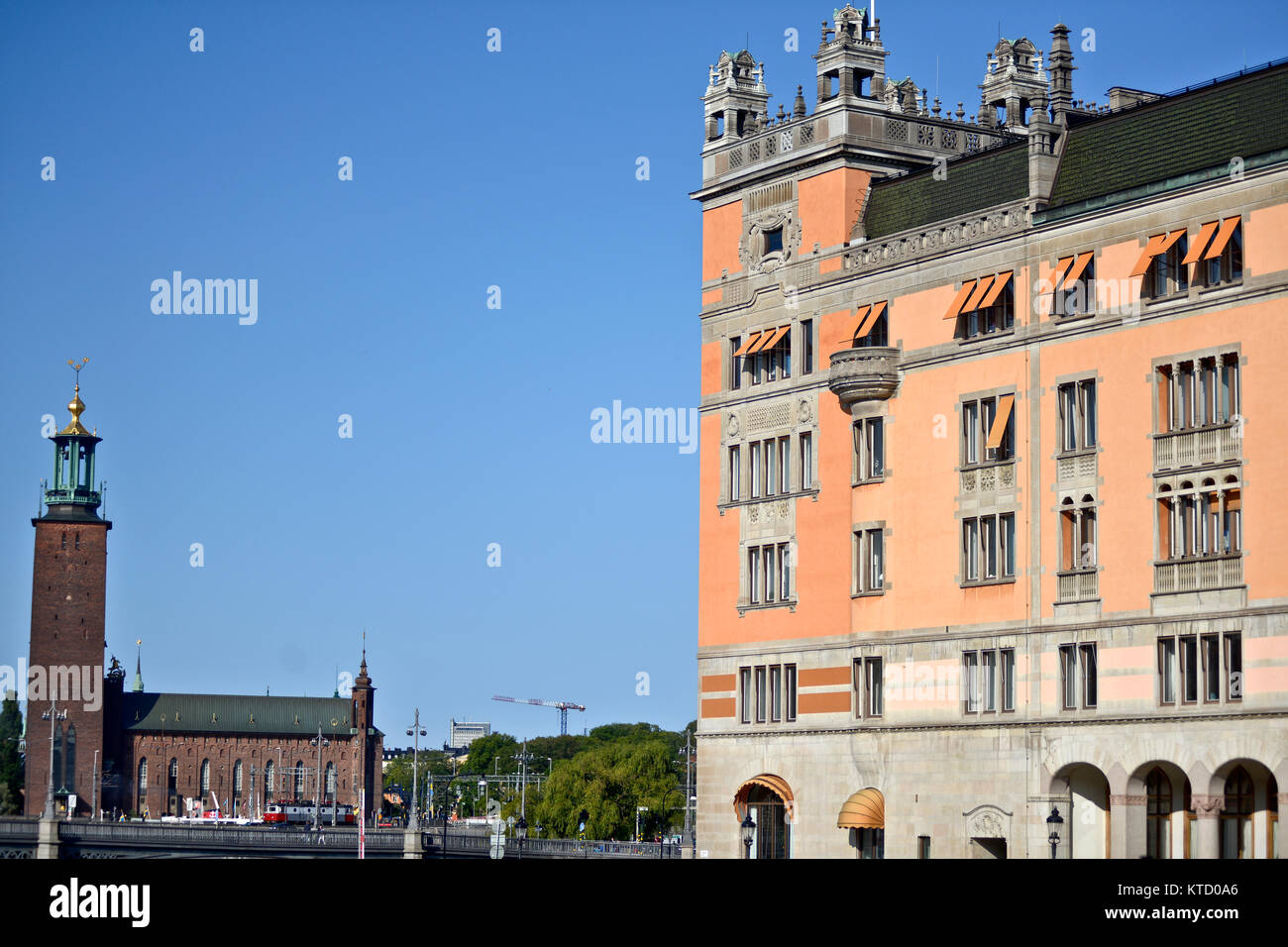 Stoccolma. Rosenbad e il Municipio, Svezia Foto Stock