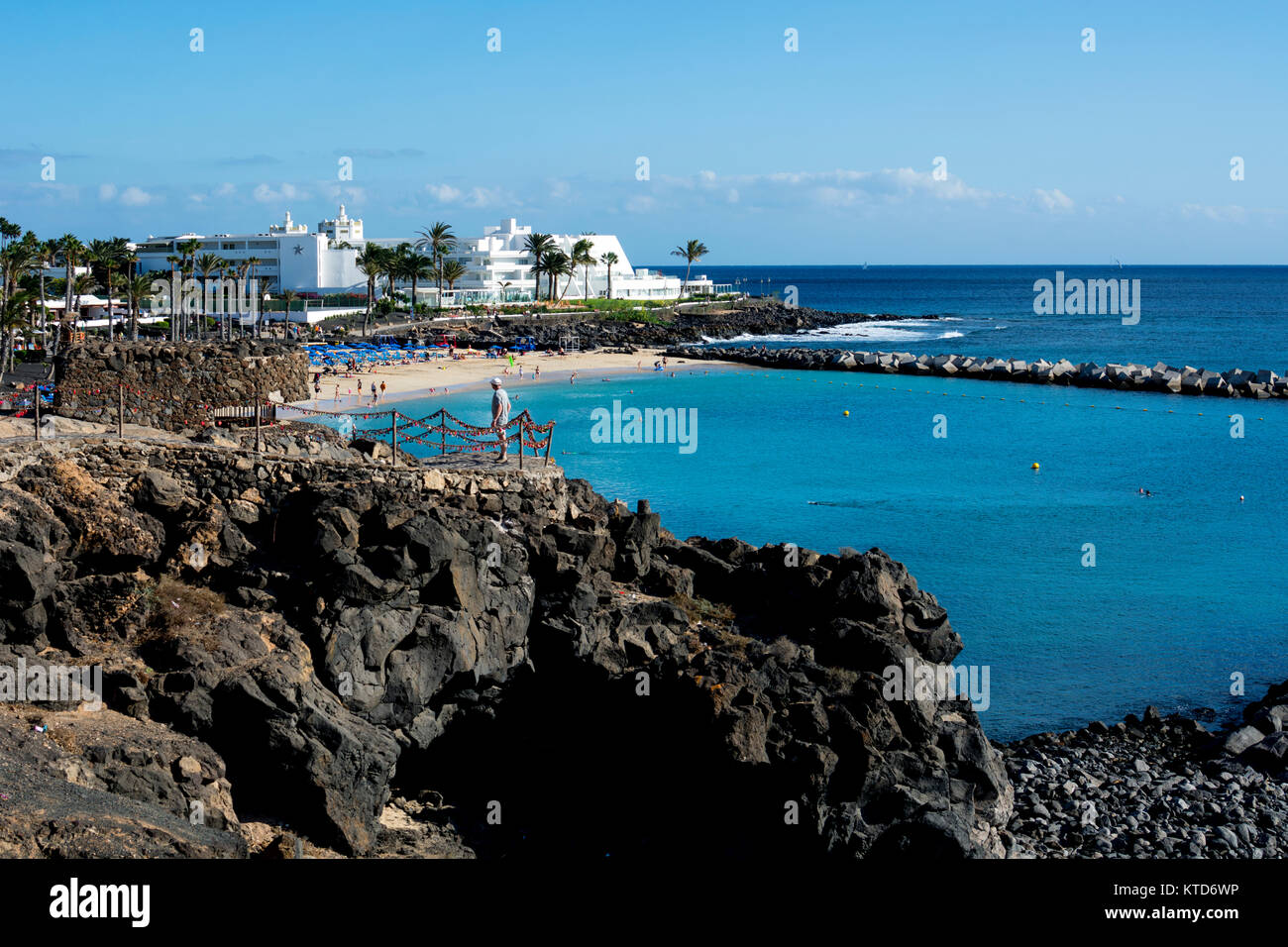 Di fronte al mare, Playa Blanca, Lanzarote, Isole Canarie, Spagna Foto Stock