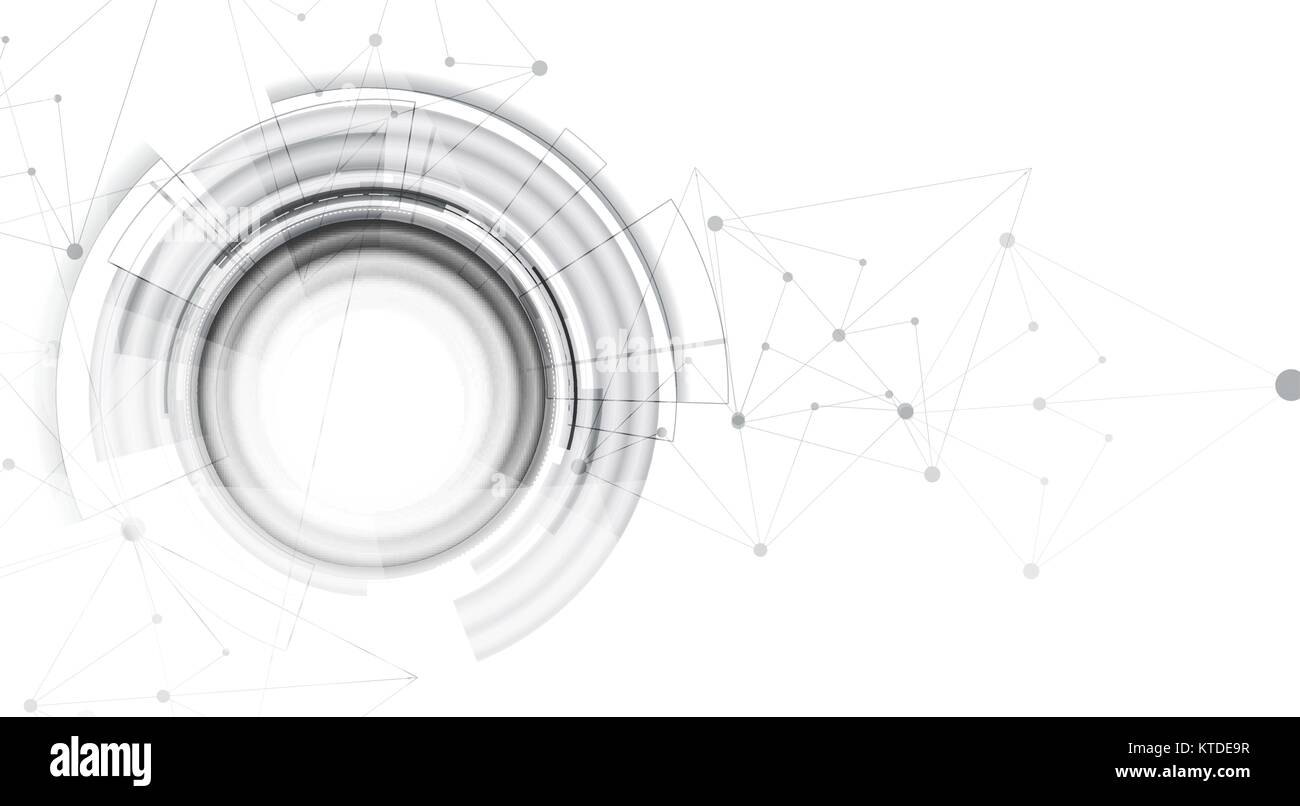 Rete neurale concetto. Celle collegate con collegamenti. Alta tecnologia processo. Sfondo astratto Illustrazione Vettoriale