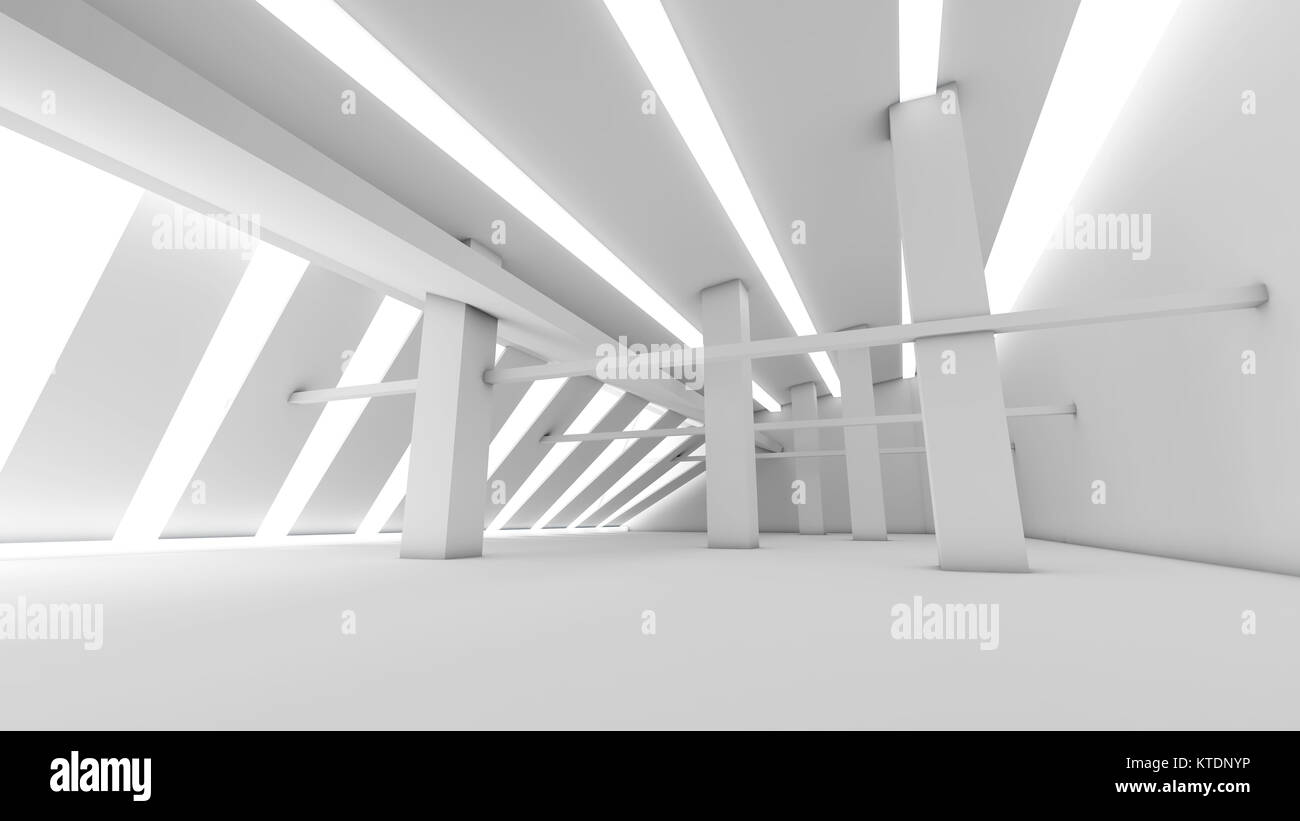 Bianco camera futuristica, rendering 3D Foto Stock