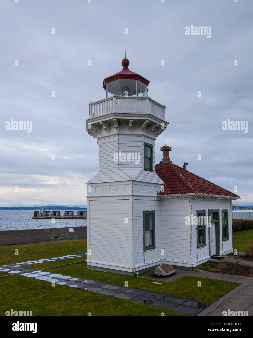 Mukilteo Luce faro lato est di possesso del suono in Mukilteo, Snohomish County, Washington Foto Stock