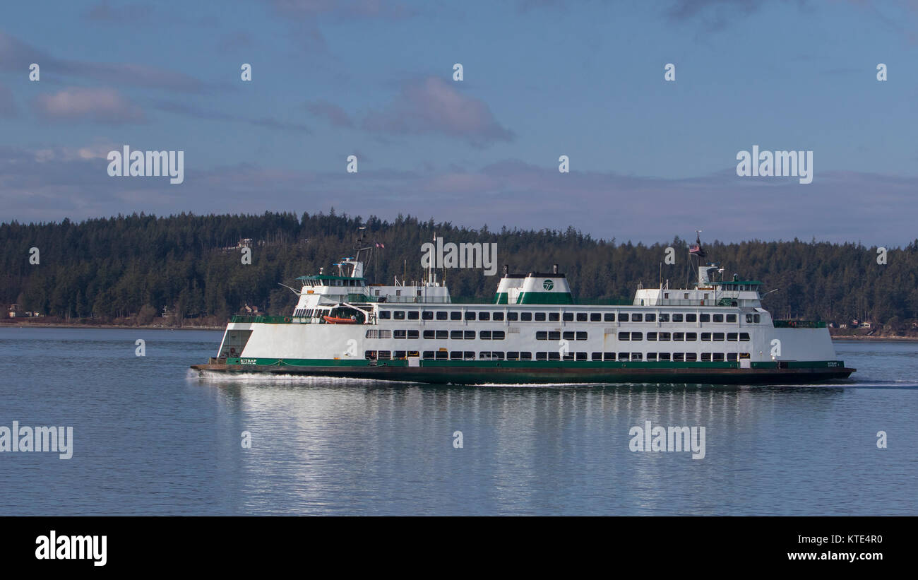 Stato di Washington traghetto per auto nello stretto di Juan de Fuca Foto Stock