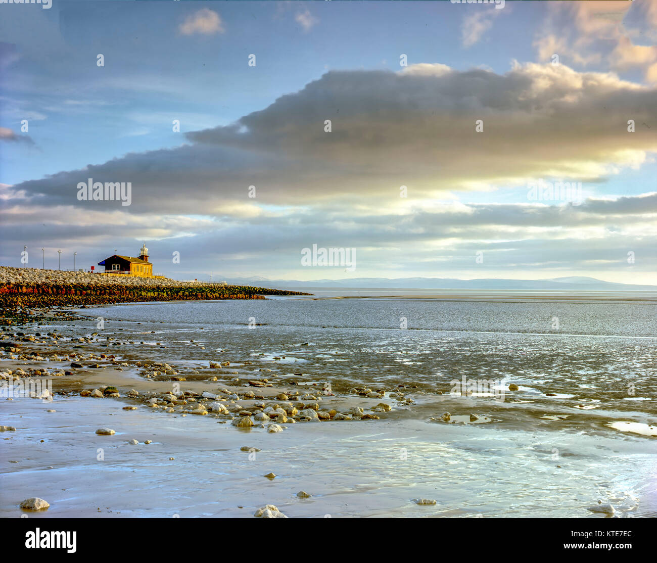 Morecambe Bay beach zone speciali di conservazione, grande intertidal velme e sabbia nel nord-ovest Inghilterra, Regno Unito. Il Lancashire County. Foto Stock