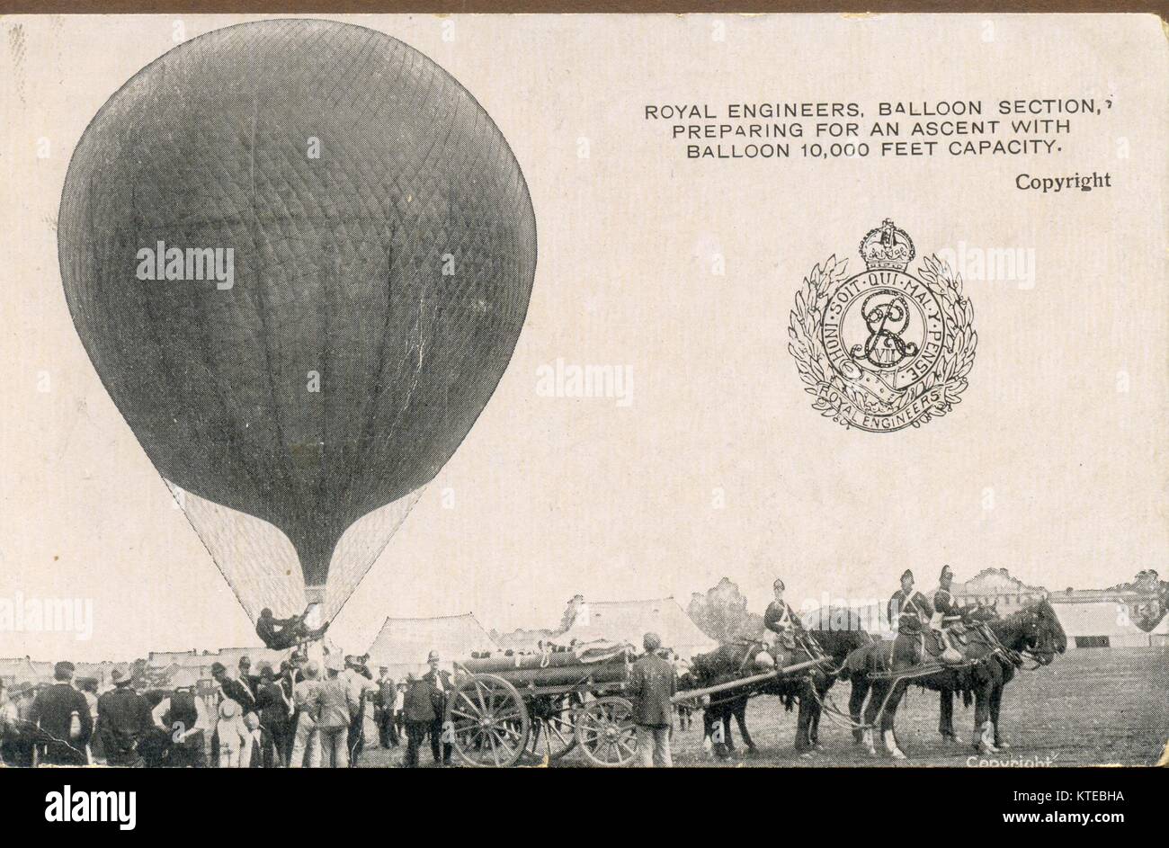 Cartolina con i Royal Engineers (palloncino sezione) Foto Stock