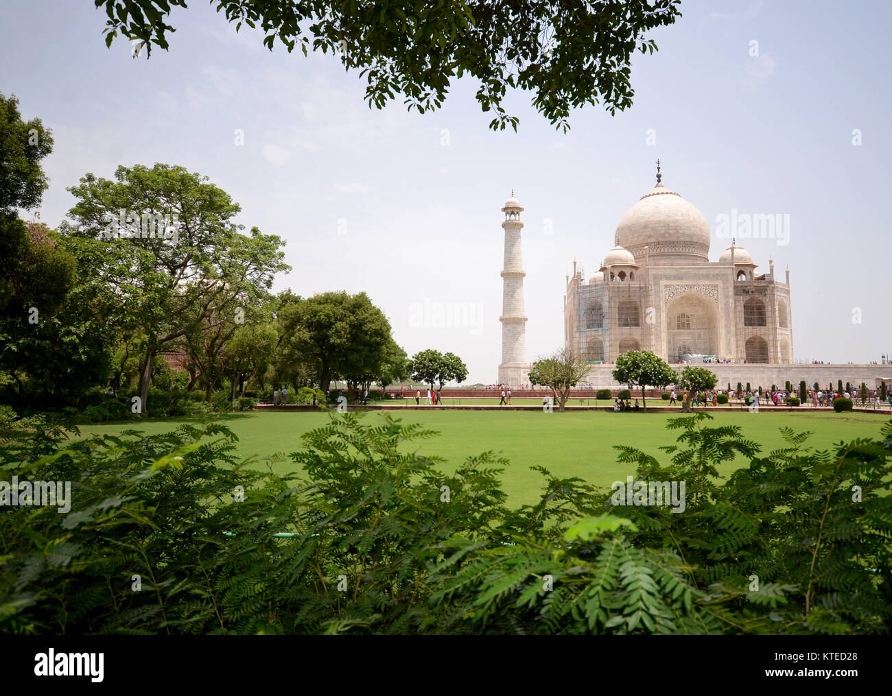 I turisti al Taj Mahal India Foto Stock