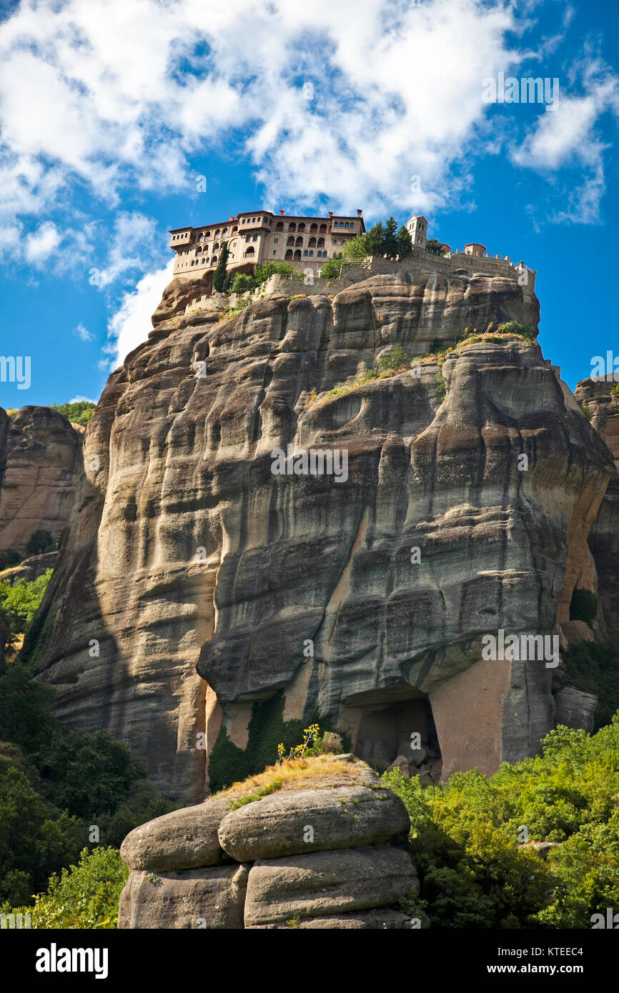 Rocky il monastero di Meteora nella regione di Trikala, Grecia. Foto Stock