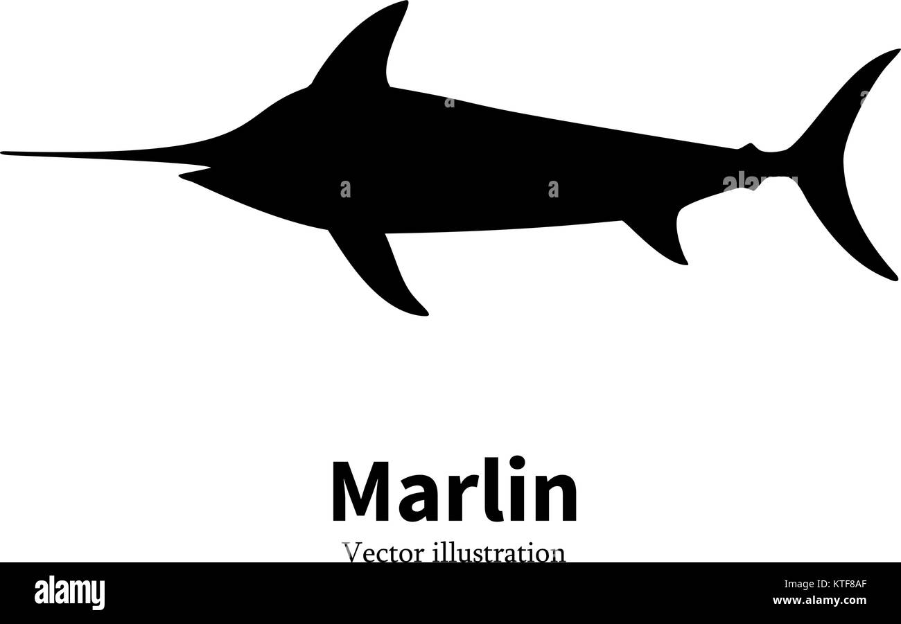 Illustrazione Vettoriale silhouette black marlin di pesce Illustrazione Vettoriale
