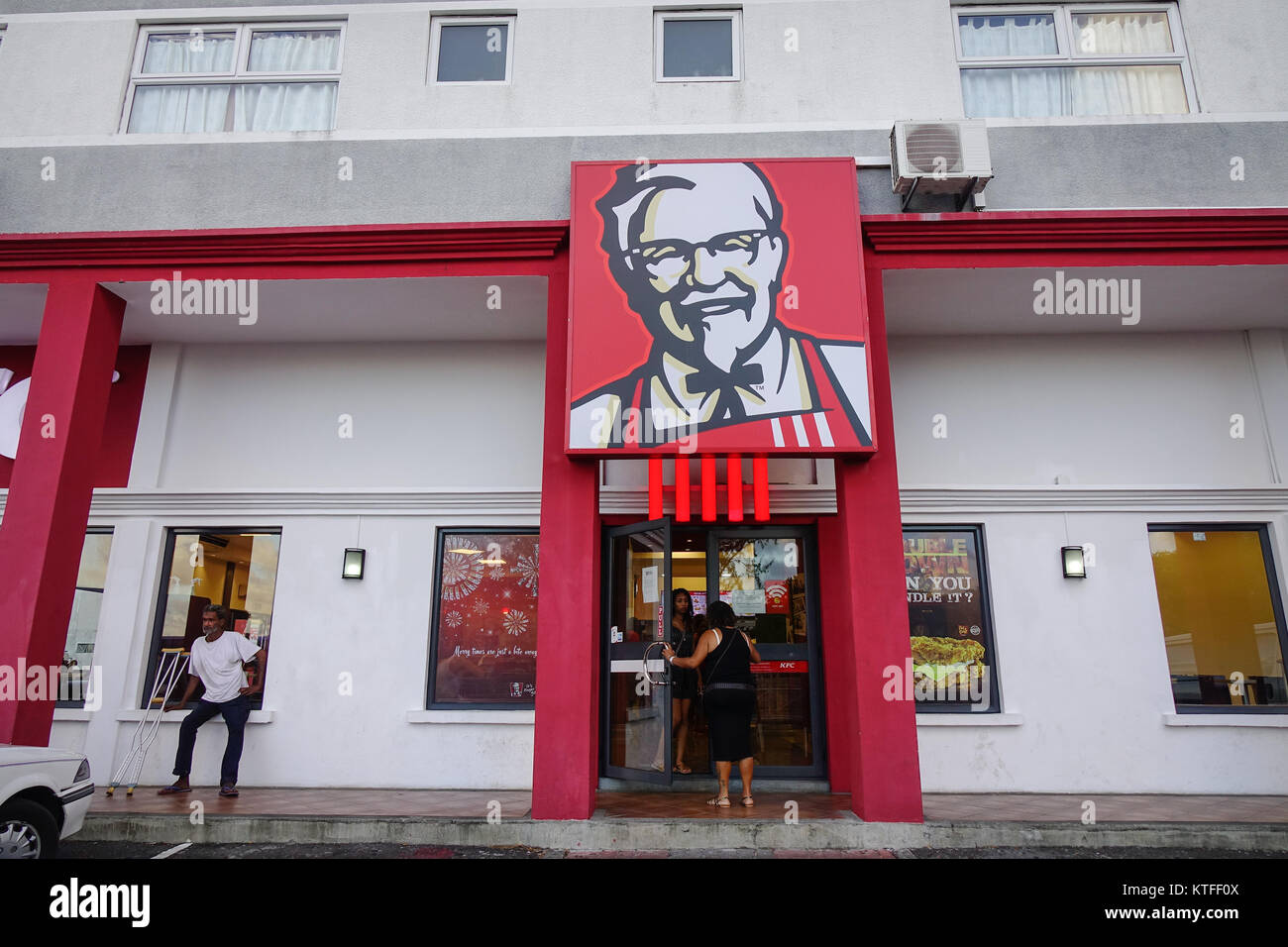 Mahebourg, Mauritius - Jan 3, 2017. KFC ristorante nel centro cittadino in Mahebourg, Mauritius. Maurizio, un oceano Indiano nazione insulare, è noto per la sua bea Foto Stock