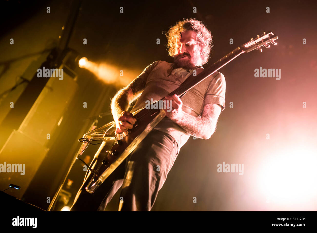 Mastodon, American metal band, esegue un concerto dal vivo a Sentrum scena in Oslo. Qui il chitarrista Brent cerve è raffigurato dal vivo sul palco. Norvegia, 16/12 2014. Foto Stock