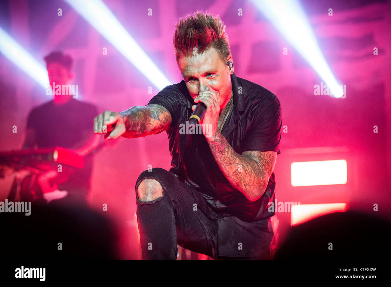 Norvegia - Oslo Ottobre 23, 2017. Il rock americano metal band Papa Roach esegue un concerto dal vivo al Rockefeller di Oslo. Qui il cantante Jacoby Shaddix è visto dal vivo sul palco. (Photo credit: Gonzales foto - Terje Dokken). Foto Stock