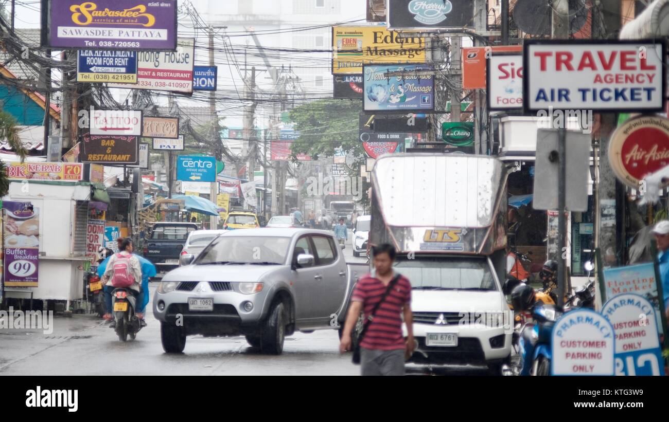 Pattaya Thailandia più pericoloso incrocio Soi Buakhao, Soi Diana e Soi Lengkee nuova Area turistica Foto Stock