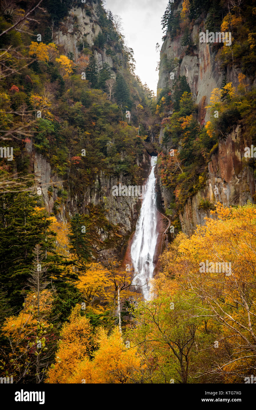 La funzione Ginga Falls, Sounkyo Gorge, Hokkaido, Giappone Foto Stock