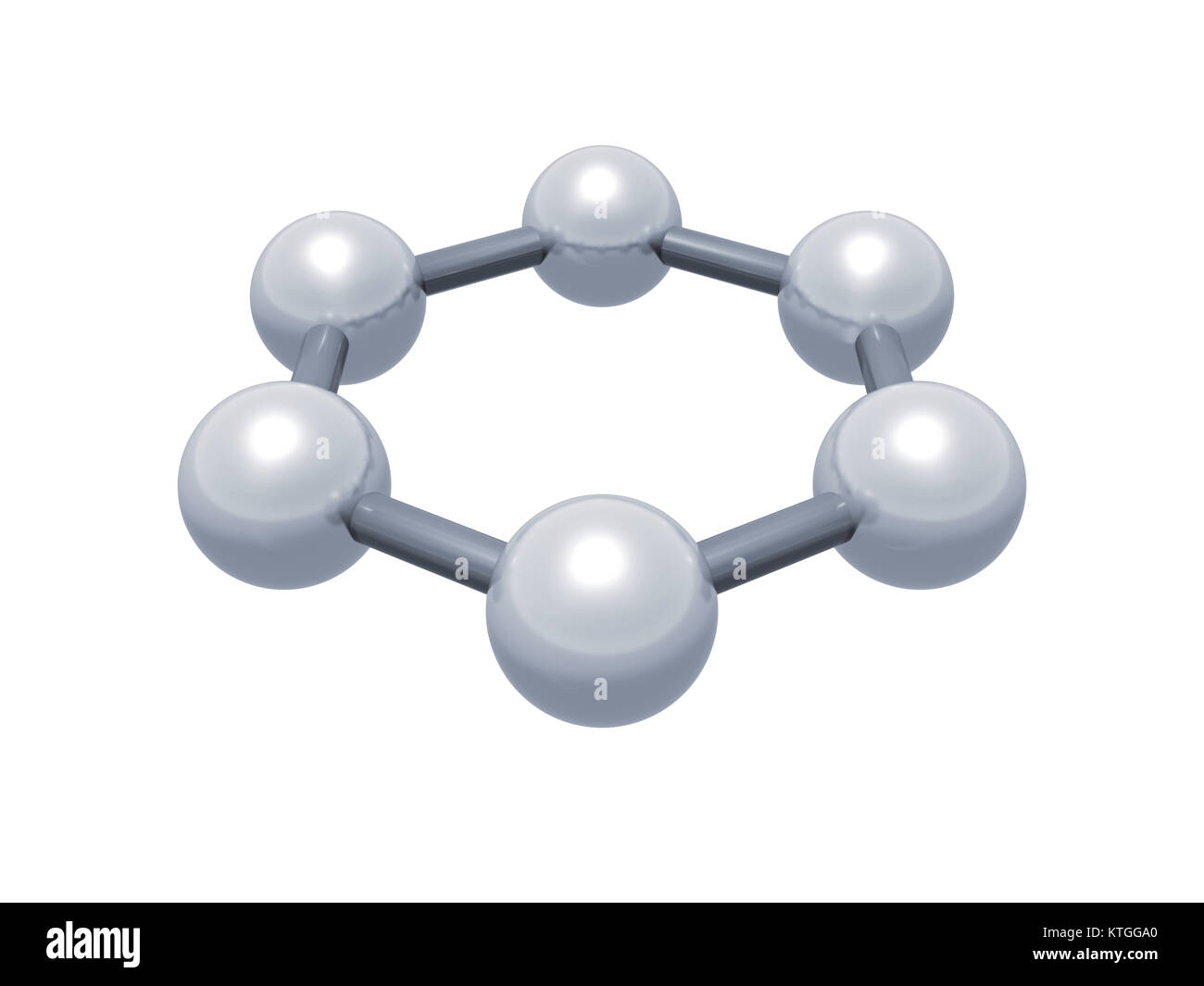 H6 grafene cluster aromatici, schema modello molecolare. Struttura esagonale fatta di atomi di carbonio isolata su sfondo bianco, 3D render Foto Stock