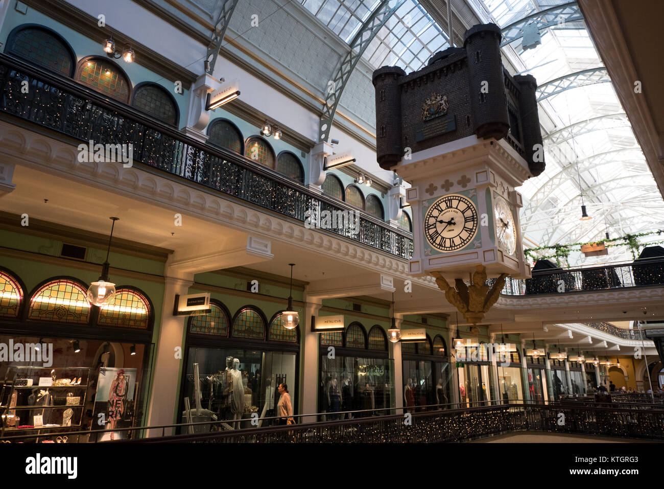 Storico centro commerciale per lo shopping di Queen Victoria Building a Sydney Foto Stock
