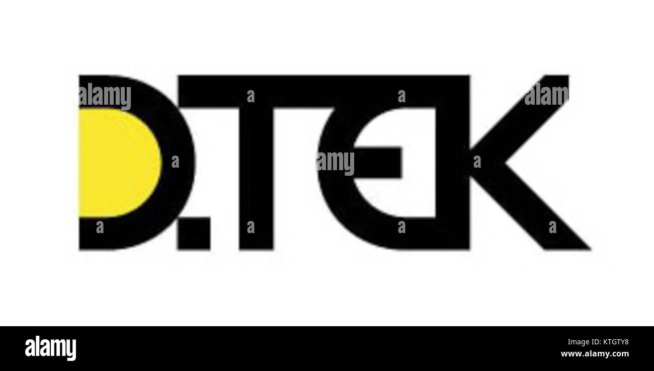 Il nuovo logo di DTEK, una delle principali società energetiche ucraine. Il design moderno riflette l'impegno dell'azienda a favore dell'innovazione e delle soluzioni energetiche sostenibili nel settore energetico. Foto Stock