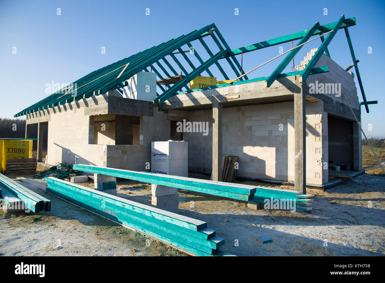 Single-family home in costruzione in Polonia. Xvii dic. 2017 © Wojciech Strozyk / Alamy Stock Photo Foto Stock