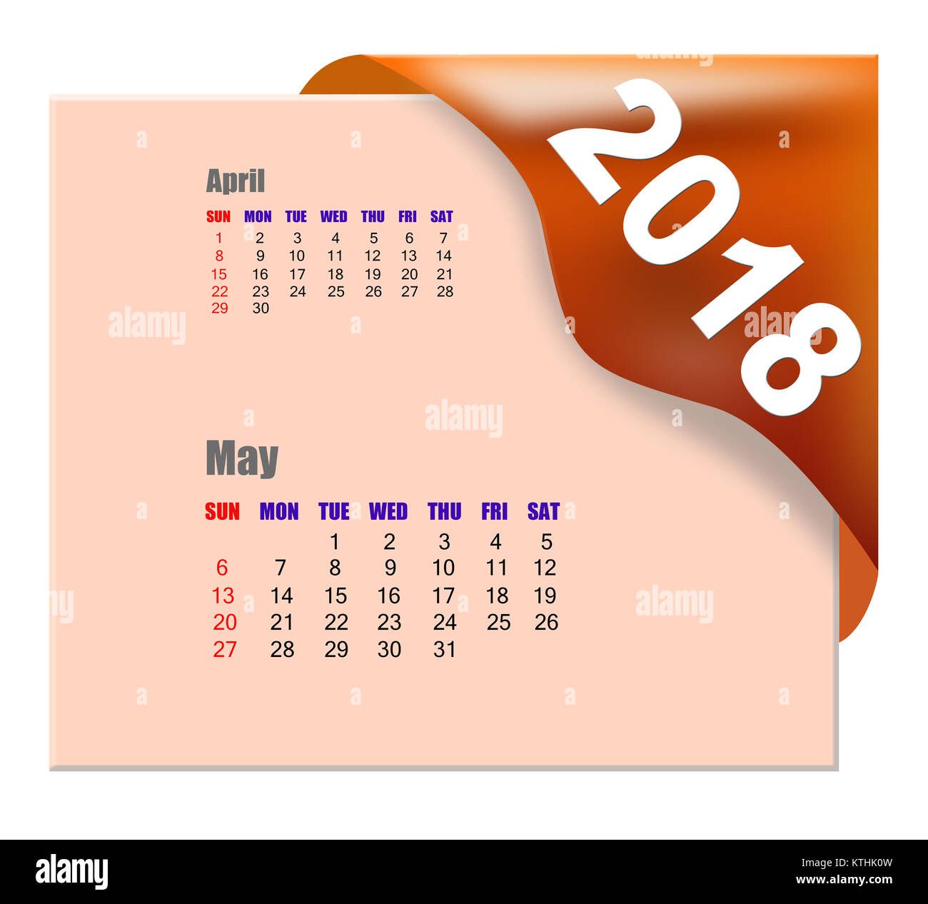 2018 maggio calendario Foto Stock