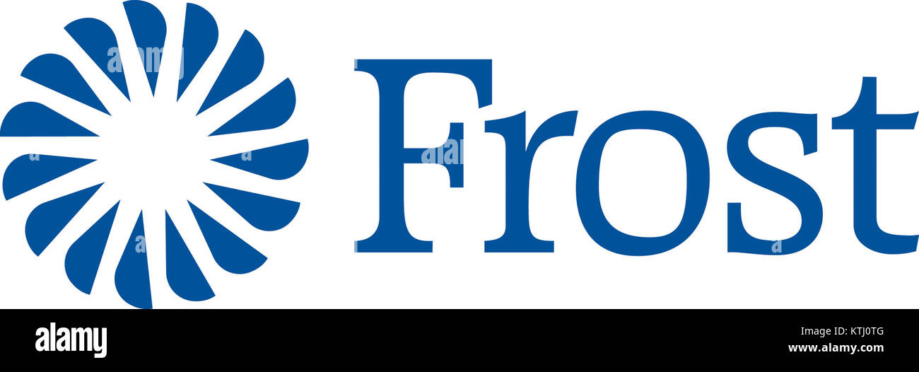 Il logo della Frost Bank, una banca regionale americana con sede a San Antonio, Texas. Noto per la sua forte presenza nei servizi finanziari, questo logo rappresenta l'identità e i valori del marchio nel settore bancario. Foto Stock