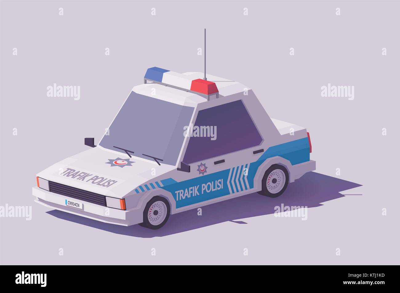 Vettore low poly polizia turca auto Illustrazione Vettoriale