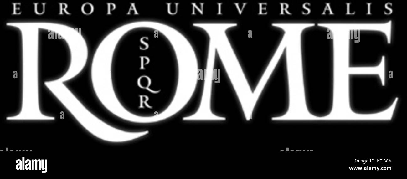 Il logo di *Europa Universalis: Rome* rappresenta il focus storico e strategico del videogioco sull'ascesa e l'espansione dell'Impero Romano durante il periodo classico. Foto Stock