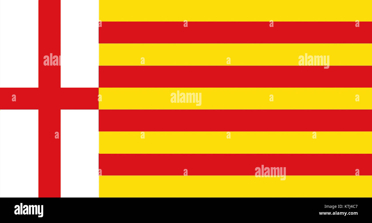 Disegno proposto della bandiera catalana da Armand de Fluvià nel 2010, con quattro strisce rosse su un campo dorato. Foto Stock