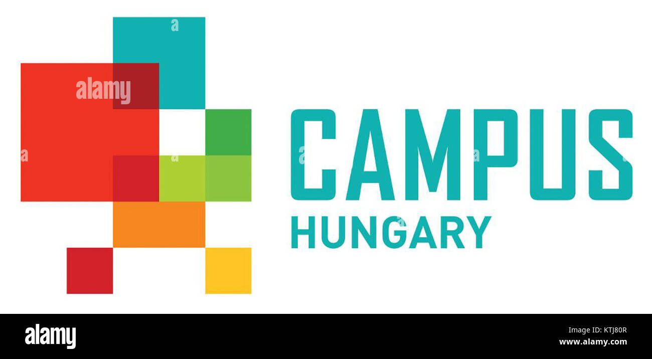 Il logo Campus Hungary rappresenta il programma di istruzione superiore progettato per sostenere gli studenti ungheresi nelle loro attività accademiche all'estero. Funge da emblema per la cooperazione internazionale e i programmi di scambio studentesco. Foto Stock