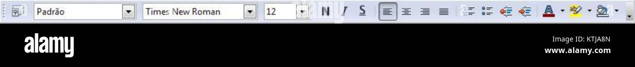 Barra de formatação si riferisce alla barra degli strumenti di formattazione utilizzata nel software di elaborazione testi, che fornisce strumenti per l'allineamento del testo, lo stile dei caratteri e altre funzioni di modifica dei documenti. Foto Stock
