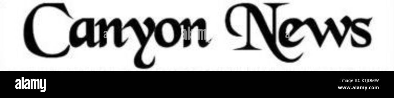 Il logo di Canyon News, un giornale americano, che mette in evidenza il suo marchio e il suo ruolo nel giornalismo locale e nella copertura mediatica. Foto Stock