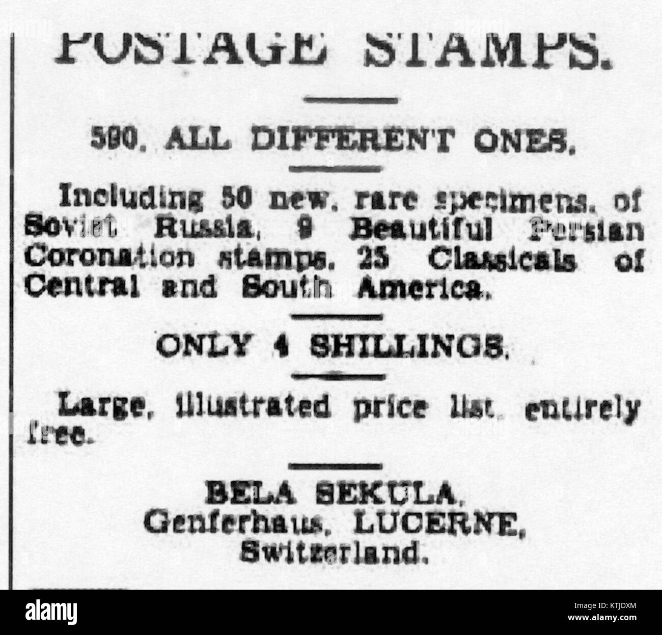 L'annuncio, pubblicato sul Brisbane Courier nel 1928, promuove attività cosmofilatelistiche, concentrandosi sulla raccolta di francobolli e su argomenti correlati. Evidenzia il crescente interesse per la filatelia durante l'inizio del XX secolo. Foto Stock