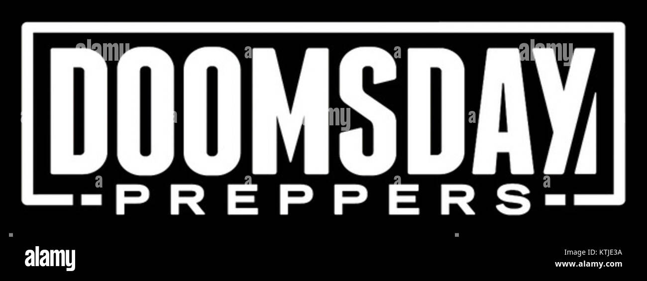 Il logo dello show televisivo "Doomsday Preppers", che rappresenta la serie, si è concentrata sui sopravvissuti e sulla loro preparazione per i disastri globali. Foto Stock