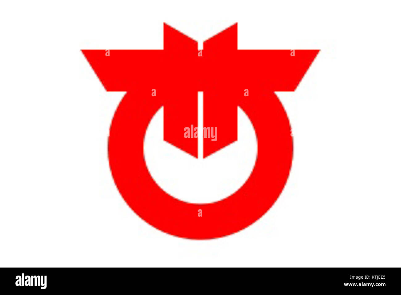 Il titolo si riferisce alla bandiera di Okegawa, una città nella prefettura di Saitama in Giappone. La bandiera rappresenta l'identità e il patrimonio della città, con un simbolismo specifico per la sua comunità e la sua posizione. Foto Stock