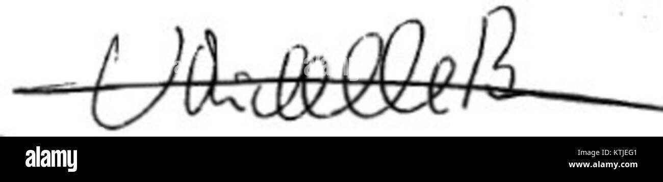 Firma de Michelle Bachelet si riferisce alla firma di Michelle Bachelet, ex presidente del Cile, che rappresenta la sua approvazione ufficiale o autorizzazione di un documento. Foto Stock