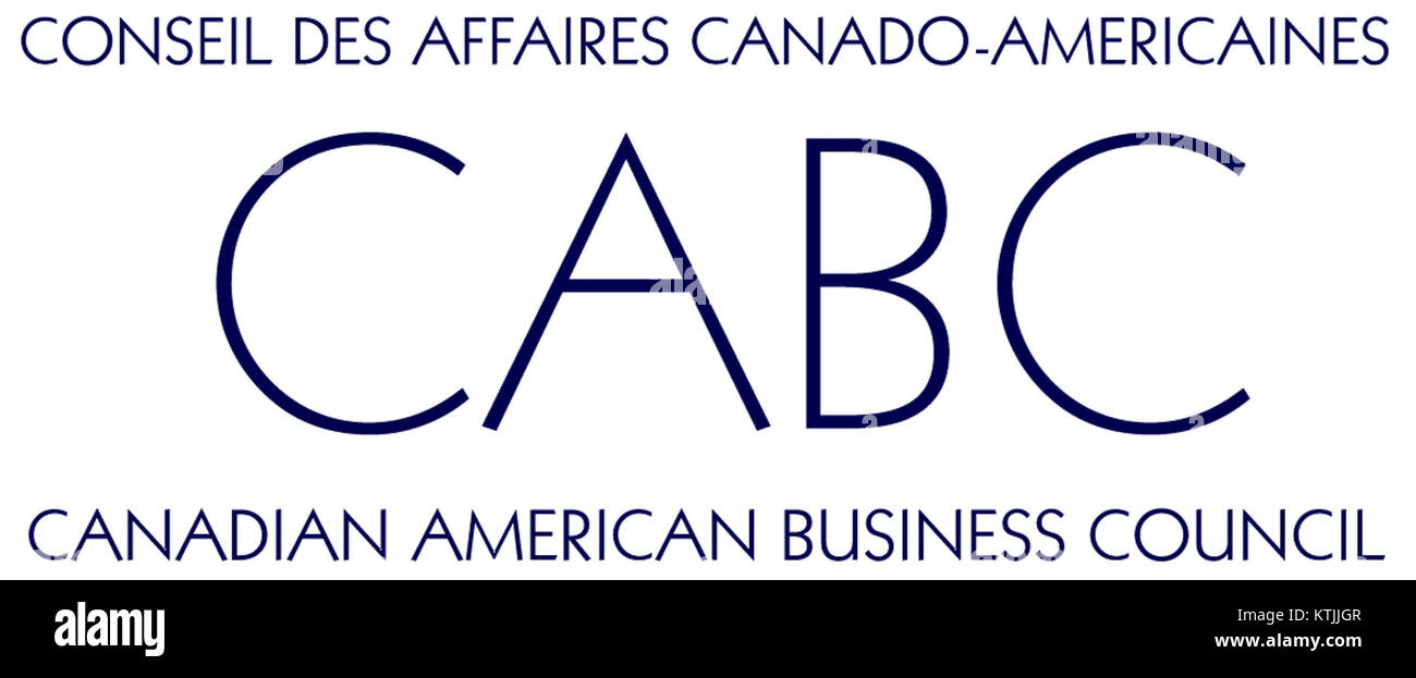 Il logo del Canadian American Business Council, che rappresenta la cooperazione tra il settore commerciale canadese e quello americano. Questo logo simboleggia le relazioni commerciali ed economiche transfrontaliere tra i due paesi. Foto Stock
