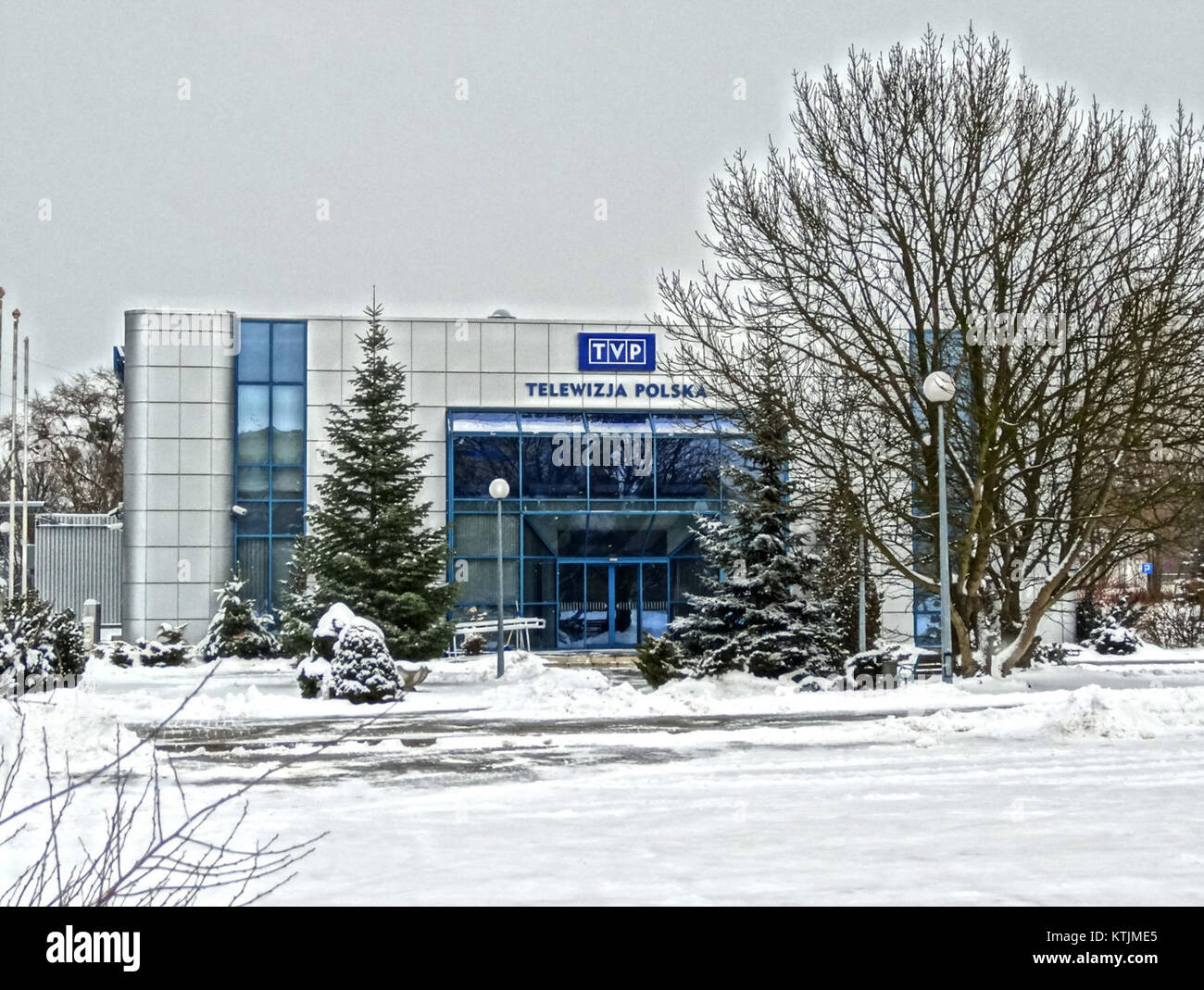 Un'istantanea di Telewizja Bydgoszcz, una stazione televisiva regionale in Polonia, che mostra le sue attrezzature e strutture di trasmissione nel 2014. Foto Stock