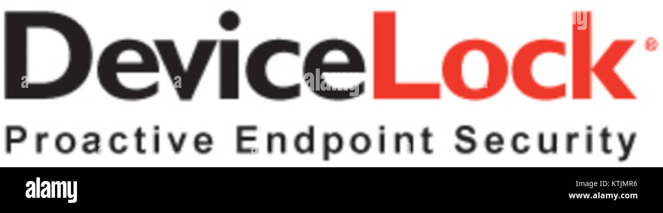 DeviceLock è un'azienda di software specializzata in soluzioni per la sicurezza dei dati e la gestione dei dispositivi. Il logo riflette la sua attenzione alla protezione dei dati e alla sicurezza delle operazioni dei dispositivi in vari settori. Foto Stock