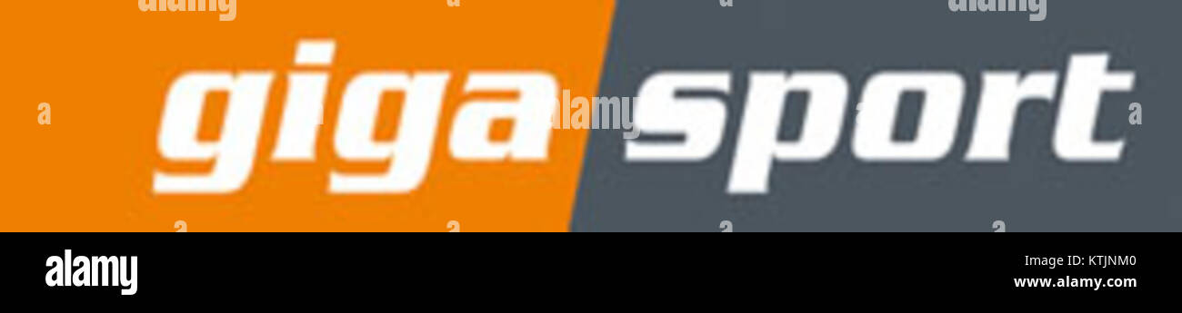 Il logo di Gigasport, una nota catena di vendita al dettaglio specializzata in articoli sportivi, rappresenta la dedizione del marchio a fornire prodotti di qualità per gli atleti e gli appassionati di outdoor. Foto Stock