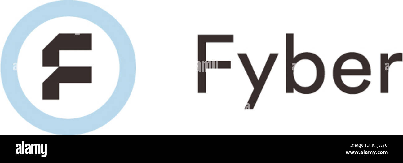 Fyber è un'azienda specializzata in tecnologia pubblicitaria, che si concentra sulla monetizzazione mobile e sulle soluzioni pubblicitarie programmatiche. Il logo rappresenta l'identità del marchio nel settore pubblicitario. Foto Stock