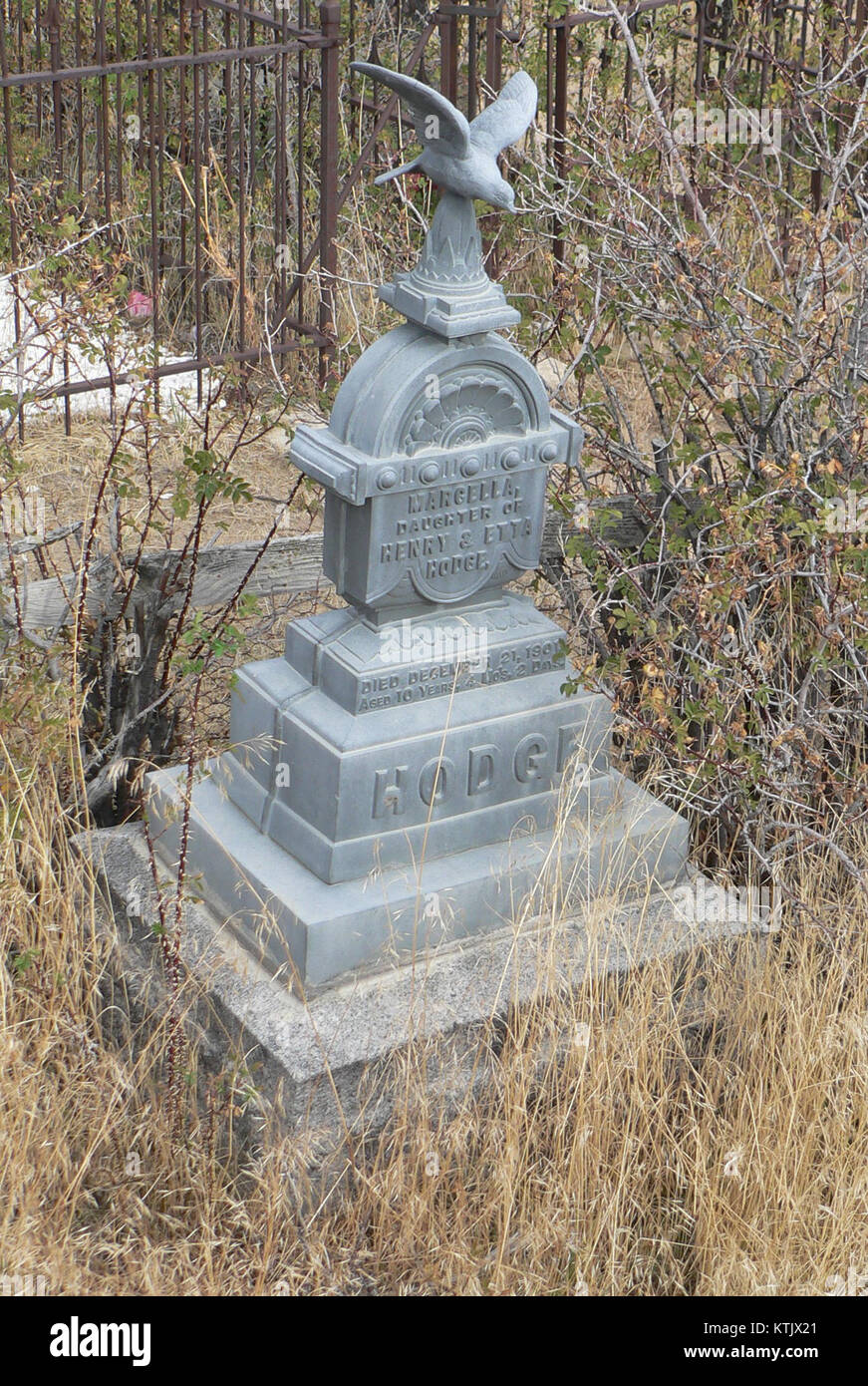 Il marchio Hodge ad Austin, Nevada, commemora una figura storica associata all'Independent Order of Odd Fellows (IOOF). Il cimitero funge da sito storico locale e riflette l'eredità delle organizzazioni locali. Foto Stock