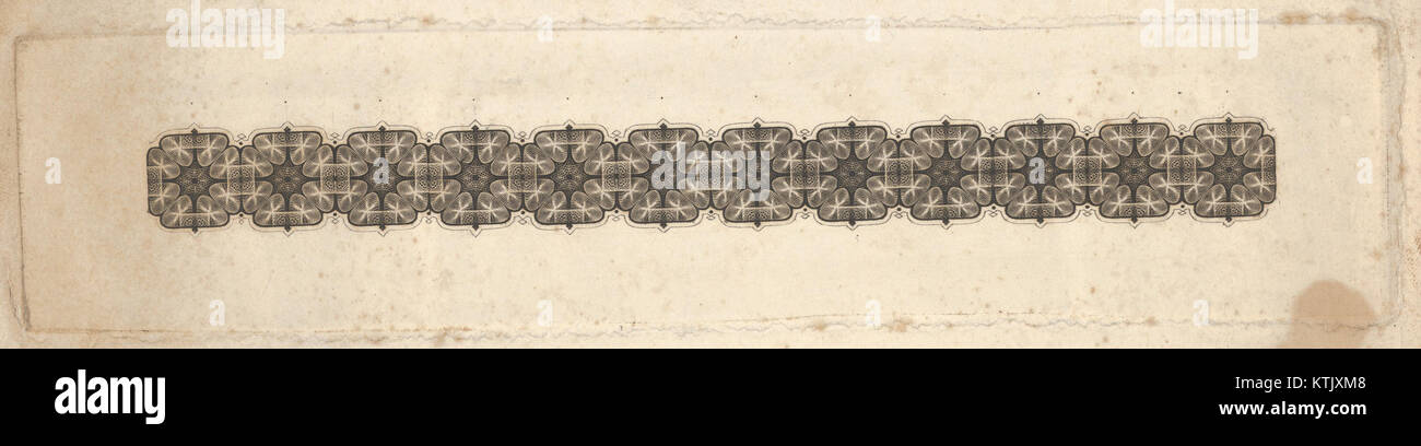 Il motivo Banknote dell'ornamento da tornio è un pezzo decorativo della collezione MET, numero di catalogo DP837994. Presenta disegni complessi ispirati ai motivi delle banconote, che mettono in risalto la maestria artigianale e i dettagli artistici del suo tempo. Foto Stock