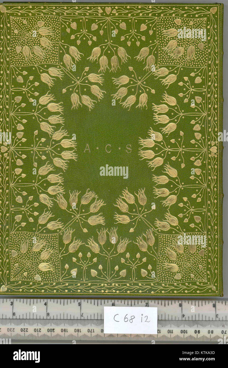 La copertina inferiore di Atalanta a Calydon, che probabilmente fa riferimento all'opera o al disegno per un'edizione specifica della tragedia del XIX secolo di Algernon Charles Swinburne, nota per i suoi temi classici e riferimenti mitologici. Foto Stock