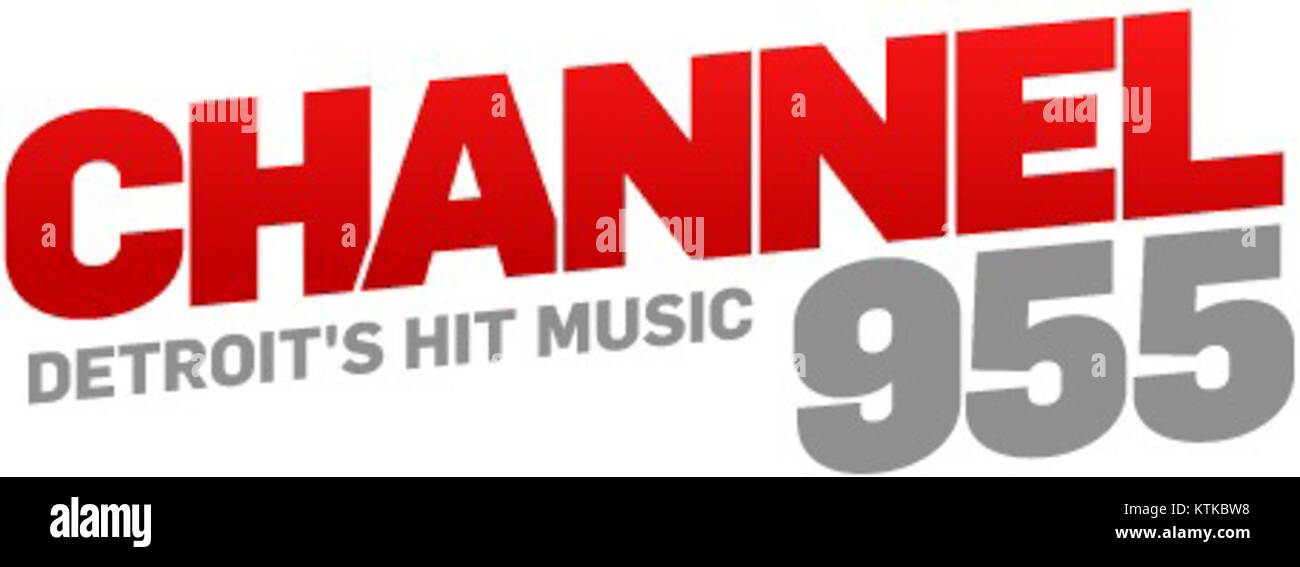 Channel 955 è una stazione radio ben nota che trasmette musica popolare, intrattenimento e notizie. Il logo rappresenta il marchio e l'identità del stationâ nel mercato dei media. Foto Stock