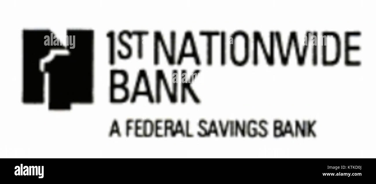 Il primo logo della Nationwide Bank simboleggia l'identità della banca e il suo ruolo nella storia bancaria americana. Noto per la sua presenza significativa nel settore finanziario, il logo rappresenta la fiducia e la stabilità nel settore. Foto Stock