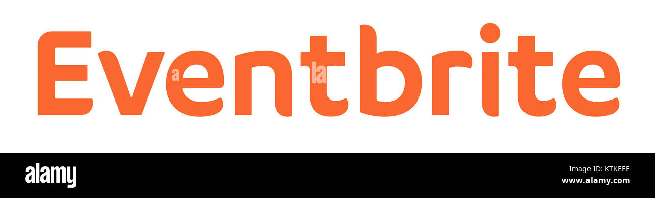 Il marchio Eventbrite in arancione rappresenta l'identità visiva di Eventbrite, una piattaforma globale di gestione degli eventi e biglietteria. Il marchio di parole è una parte essenziale delle sue attività di branding e marketing. Foto Stock