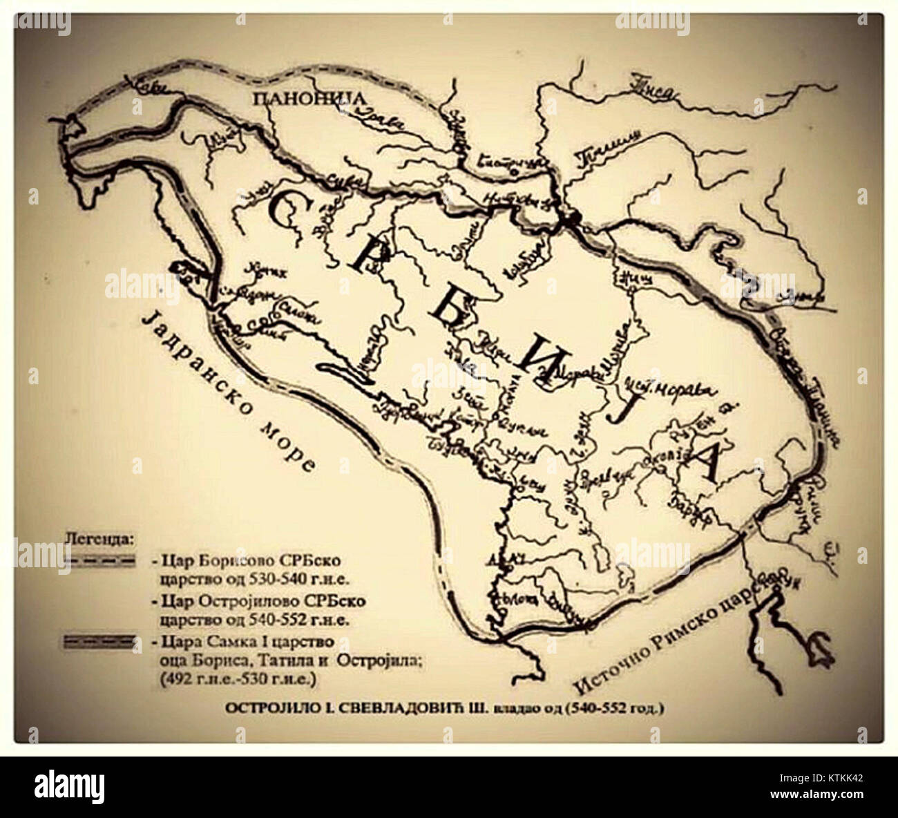 Dolazak Gota na Dalmaciju si riferisce all'arrivo dei Goti nella regione dalmata durante il periodo migratorio. Questo evento storico segna un momento significativo nella storia altomedievale dei Balcani, contribuendo ai cambiamenti culturali e politici della zona. Foto Stock