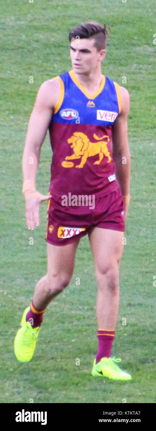 La partita tra Ben Keays' Lions e Port Adelaide nell'aprile 2017 faceva parte della stagione dell'Australian Football League (AFL). Ben Keays giocò un ruolo importante nel gioco, contribuendo agli sforzi dei Brisbane Lions contro Port Adelaide. Il match mostrò talenti chiave della AFL ed è stato significativo nel contesto della stagione 2017 della AFL. Foto Stock