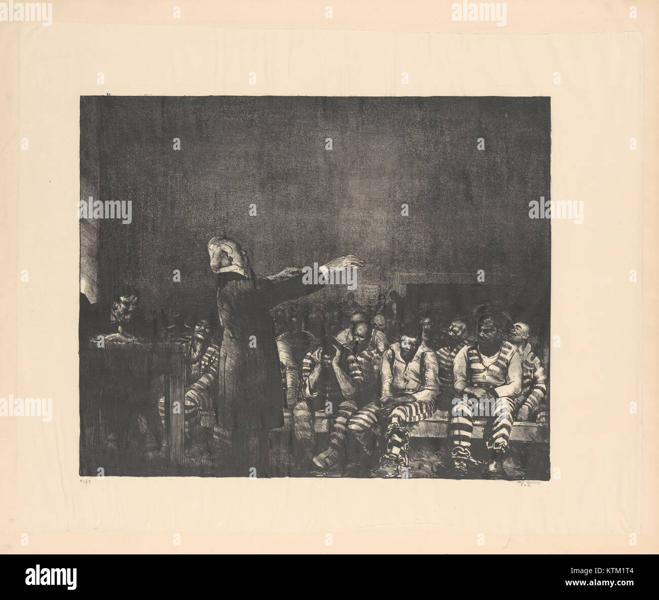 Questa immagine cattura una cerimonia di benedizione in Georgia, probabilmente della metà del XX secolo, dove un leader religioso offre una preghiera o una benedizione. La scena riflette l'importanza delle pratiche spirituali nelle comunità degli Stati Uniti meridionali e mette in evidenza la tradizione dell'osservanza religiosa nella vita quotidiana in Georgia. La cerimonia potrebbe aver avuto luogo in un ambiente rurale o in una piccola città, sottolineando le tradizioni culturali e religiose locali. Foto Stock