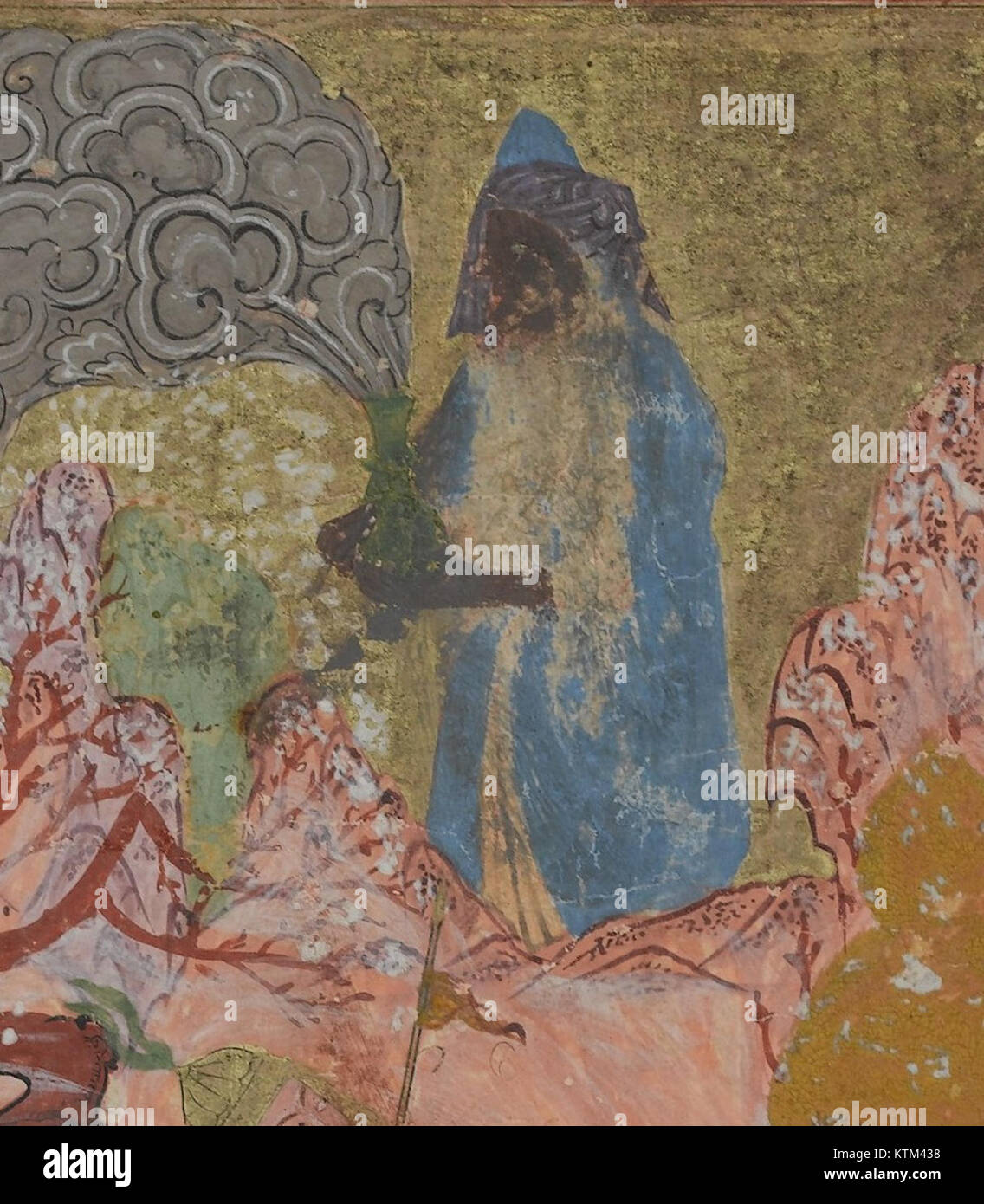 Questa opera raffigura Bazur, un mago immaginario, che evoca l'oscurità e una tempesta. La scena enfatizza i poteri magici e gli effetti atmosferici drammatici. L'abile manipolazione degli elementi da parte di Bazur cattura l'essenza della stregoneria e del misticismo. Foto Stock