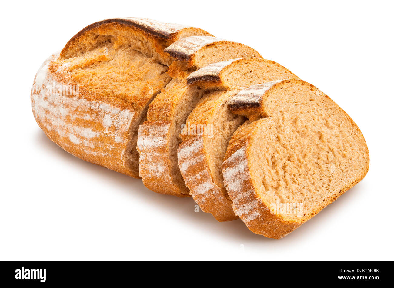 Fette di pane marrone percorso isolato Foto Stock