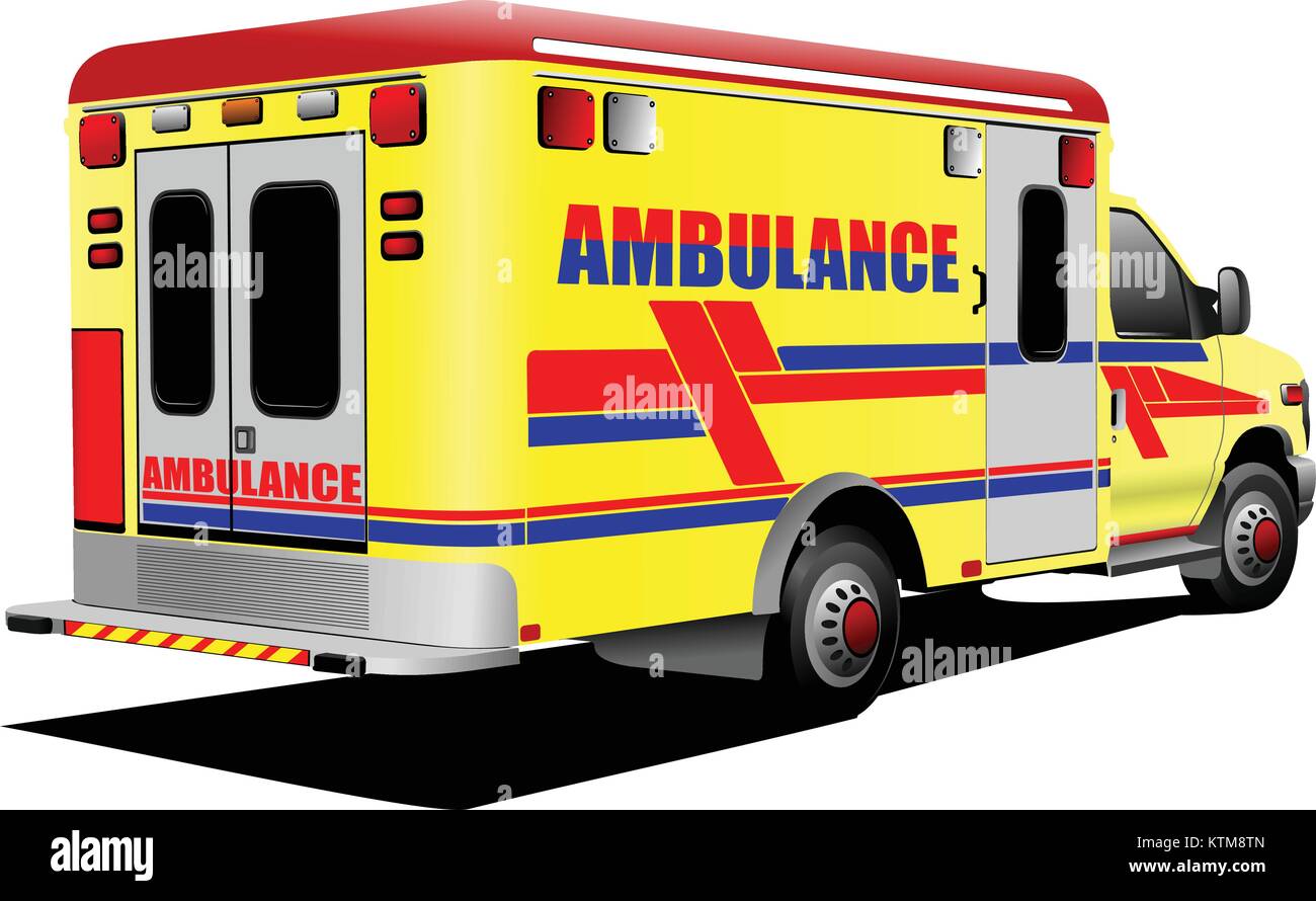 Moderne ambulanze van su bianco. Colorata illustrazione vettoriale Illustrazione Vettoriale