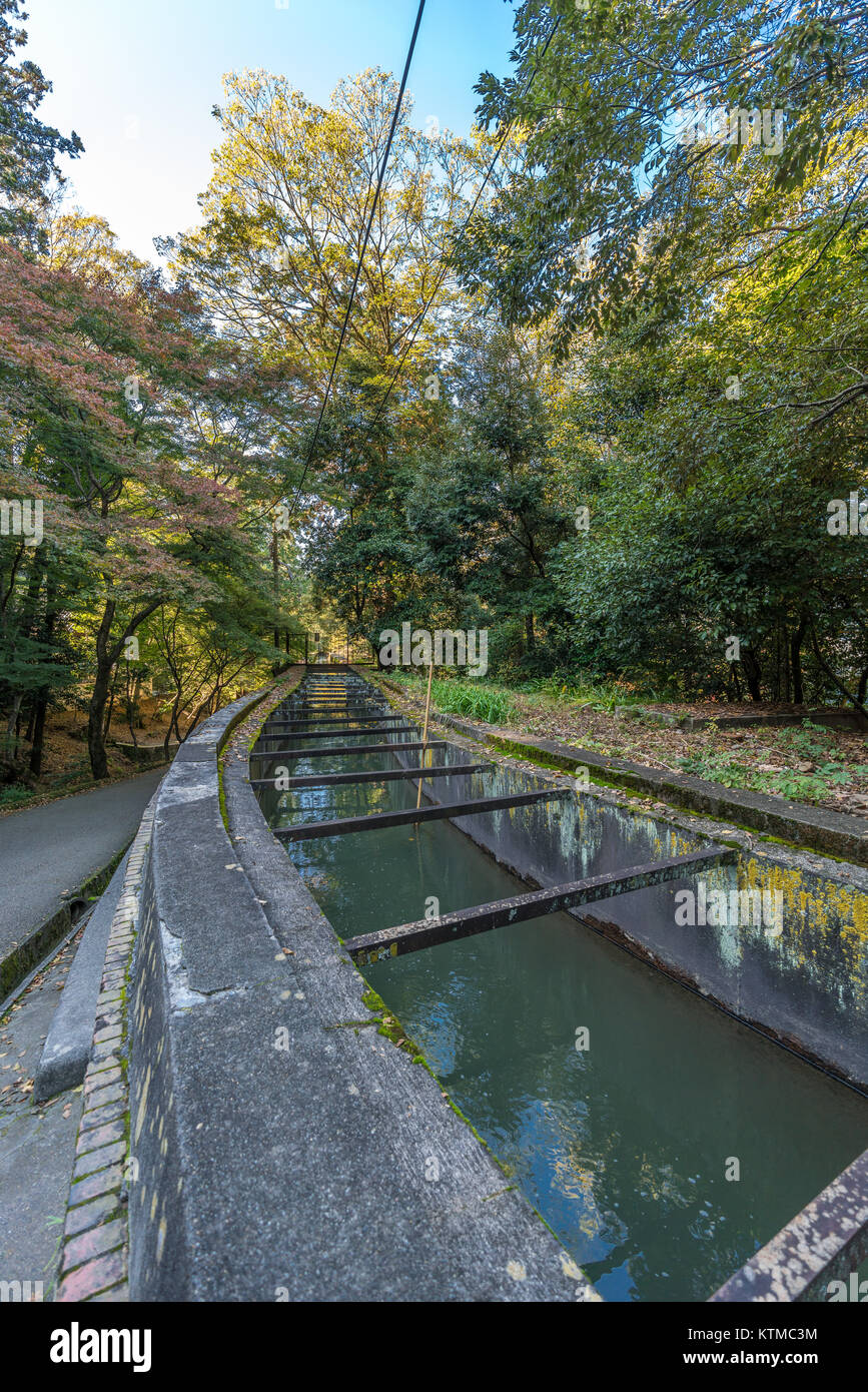 Biwako Sosui canal per via navigabile come passa lungo Nanzen-ji. Costruito nel 1890 tra il Lago Biwa e Kyoto City. Si corre a Keage a Higashiyama ward Foto Stock